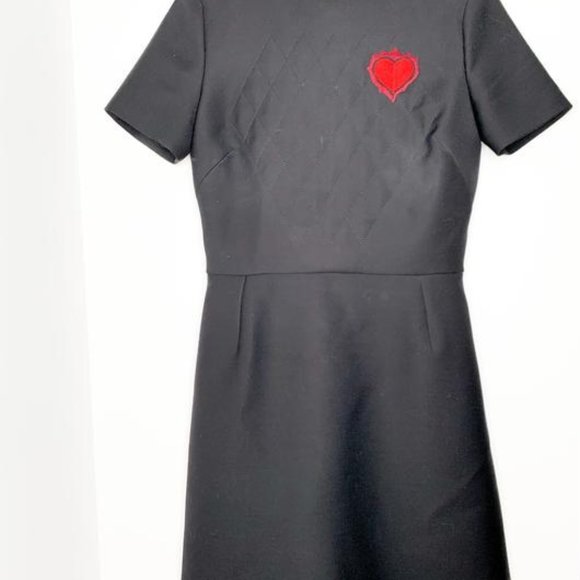 CHRISTIAN DIOR BLACK DRESS W RED HEART SZ 10 - Picture 2 of 5